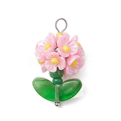 Glass Seed Beaded Flower Pendants PALLOY-MZ00521-1