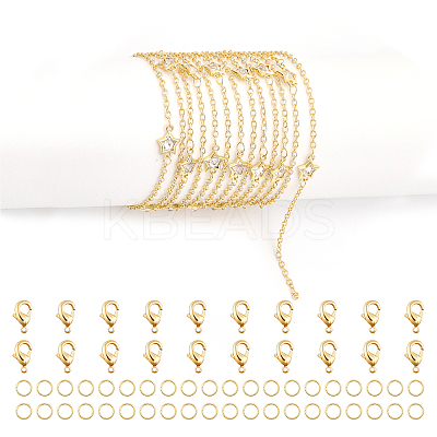 DIY Clear Cubic Zirconia Star Link Chain Bracelet Necklace Making Kit DIY-CA0005-49-1