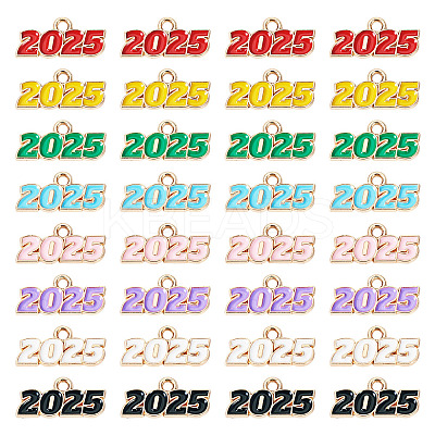 64Pcs 8 Colors Alloy Enamel Pendants ENAM-PJ0001-14-1
