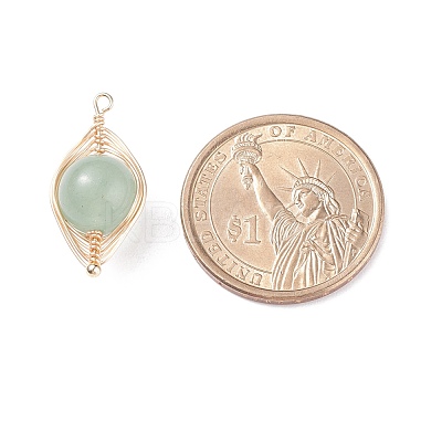 Natural Stone Copper Wire Wrapped Connector Charms PALLOY-JF01377-02-1