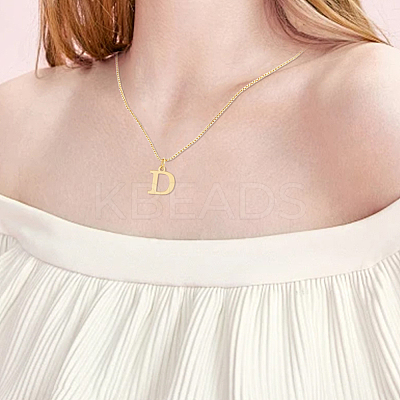 1pc 304 Stainless Steel Letter Pendant Necklaces NJEW-LP0001-38D-G-1