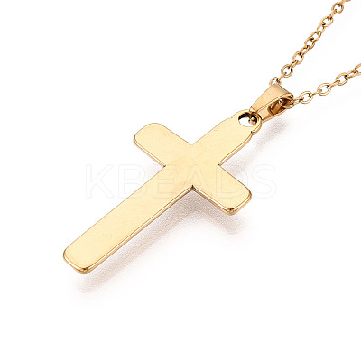 304 Stainless Steel Pendant Necklaces NJEW-T018-30G-1