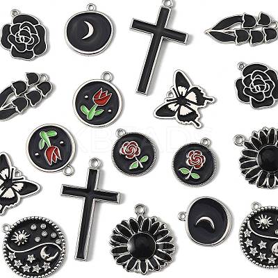18Pcs 9 Styles Alloy Enamel Pendants FIND-FS0004-51-1