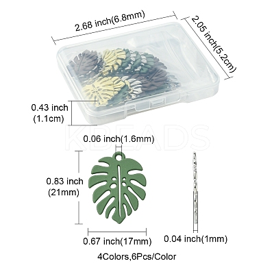 24Pcs 4 Colors Baking Paint Alloy Pendants ENAM-FS0002-28-1