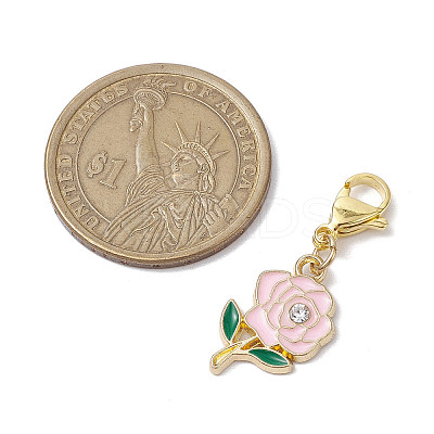 Valentine's Day Rose Alloy Enamel Pendant Decorations HJEW-JM02831-01-1