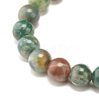 Natural Indian Agate Round Beads Stretch Bracelet BJEW-JB07235-03-1