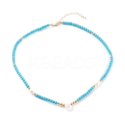 Natural Shell Initial Pendant Necklaces NJEW-JN03405-03-1