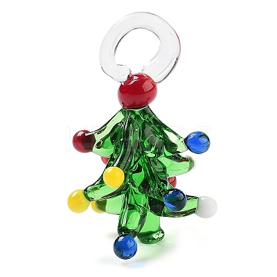Colorful Transparent Handmade Lampwork Pendants for Christmas LAMP-A004-01B-1