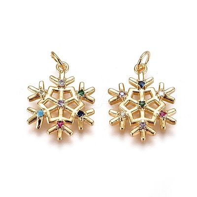 Brass Micro Pave Cubic Zirconia Pendants ZIRC-I028-03G-1