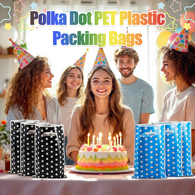 Polka Dot PET Plastic Packing Bags with Die Cut Hole Handle ABAG-TADJ0002-001G-1
