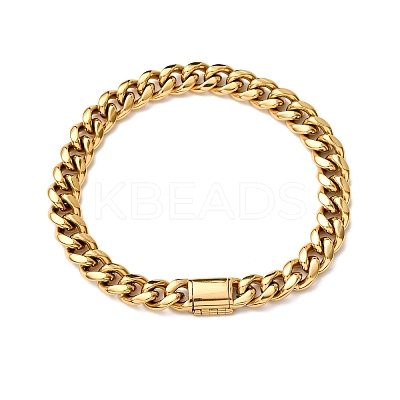 304 Stainless Steel Curb Chain Bracelets for Unisex BJEW-K283-02A-G-1
