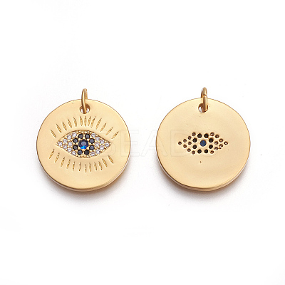 Brass Micro Pave Cubic Zirconia Pendants KK-O188-15MG-1