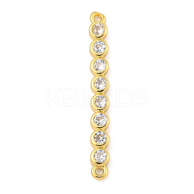Brass Pave Cubic Zirconia Three Flat Round Links Connector Charms KK-P277-52C-A-1