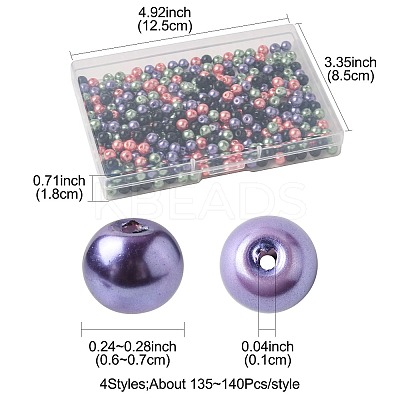 4 Strands 4 Colors Baking Paint Pearlized Glass Pearl Round Bead Strands HY-FS0001-09-1