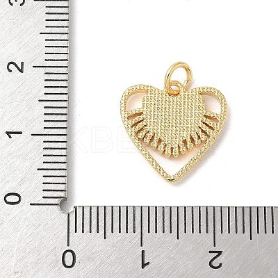 Brass Pave Natural White Shell Heart Charms with Jump Rings KK-S522-08A-G-1