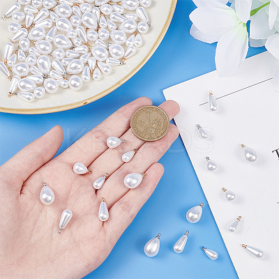 64Pcs 8 Style ABS Plastic Imitation Pearl Pendants FIND-PH0010-94-1