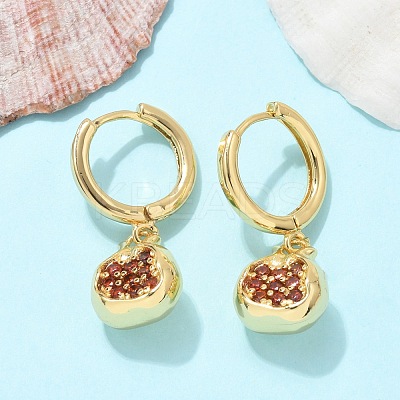 Brass Cubic Zirconia Hoop Earrings EJEW-Q015-02G-C-1