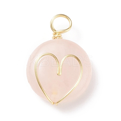 Natural Rose Quartz Gemstone Pendants PALLOY-JF01751-05-1