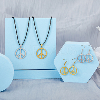 Peace Sign Jewelry Set SJEW-FI0001-23-1
