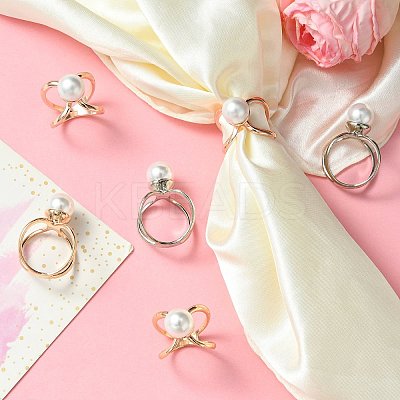 6Pcs 3 Colors Alloy with Plastic Scarf Buckle Ring AJEW-CJ0001-38-1