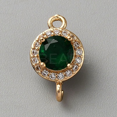 Light Gold Plated Brass Pave Cubic Zirconia Connector Charms KK-CJC0001-41KCG-07-1