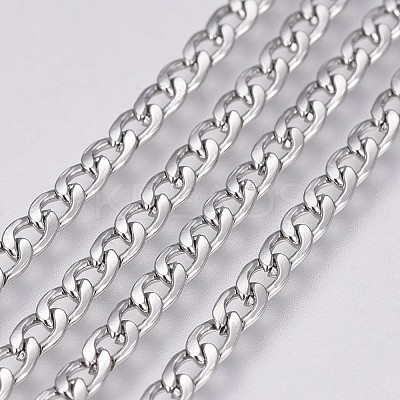 Tarnish Resistant 304 Stainless Steel Curb Chains CHS-G005-B-01P-1