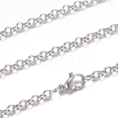 Non-Tarnish 304 Stainless Steel Rolo Chain Necklaces STAS-P101-10P-1