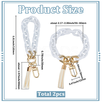 2Pcs Acrylic Cable Chain Bracelet Pendant Decorations AJEW-SC0003-71E-1