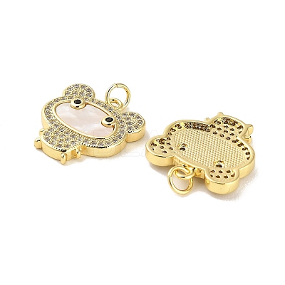 Brass Micro Pave Clear Cubic Zirconia Pendants KK-K365-22G-1
