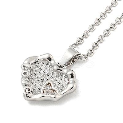 Heart Brass Micro Pave Clear Cubic Zirconia for Women NJEW-B100-07P-1