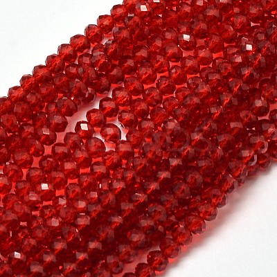 Faceted Rondelle Transparent Glass Beads Strands X-EGLA-J134-3x2mm-B02-1