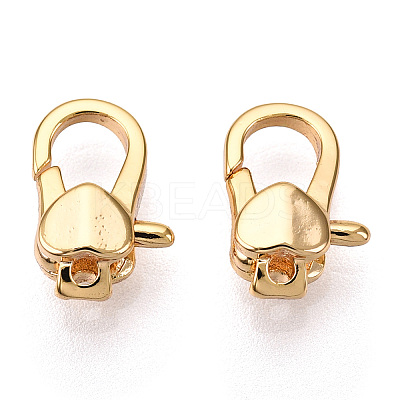 Brass Heart Lobster Claw Clasps KK-N254-10G-1