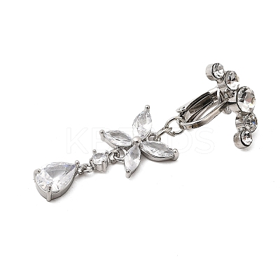 Brass Pave Clear Cubic Zirconia Clip on Belly Rings FS-WG683DA-02-1
