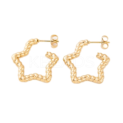 Ion Plating(IP) 304 Stainless Steel Half Hoop Stud Earrings for Women EJEW-P279-11G-1