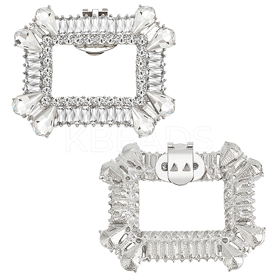 2Pcs Platinum Alloy & Rhinestone Detachable Shoe Buckle Clips FIND-FG0003-11-1