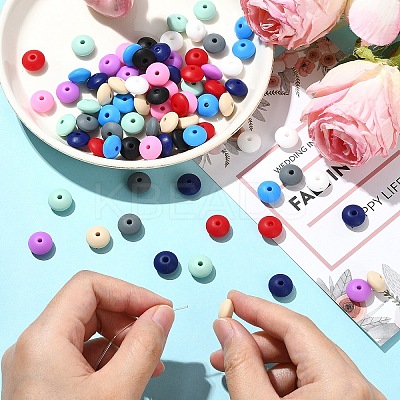 100Pcs 10 Colors Food Grade Eco-Friendly Silicone Beads SIL-YW0001-84-1
