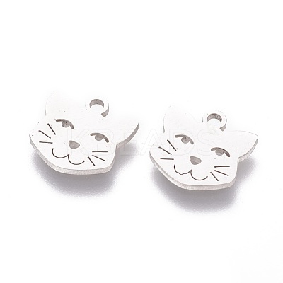 Non-Tarnish 201 Stainless Steel Kitten Charms STAS-S105-T419-1
