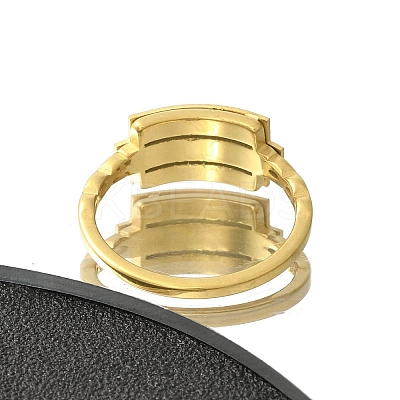 Textured Rectangle 304 Stainless Steel Finger Ring for Women RJEW-L126-05B-05G-1