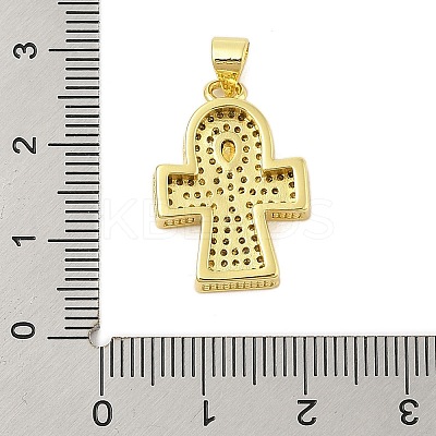 Cross Theme Rack Plating Brass Micro Pave Cubic Zirconia  Pendants KK-Z074-60G-1