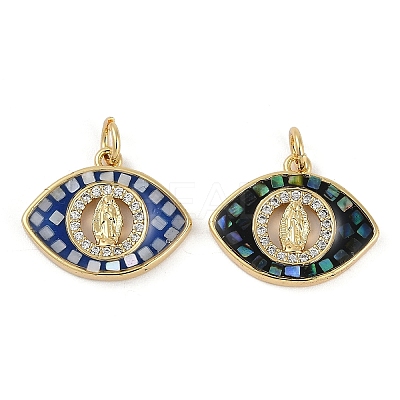 Rack Plating Brass Micro Pave Clear Cubic Zirconia Pendants KK-U032-30G-1