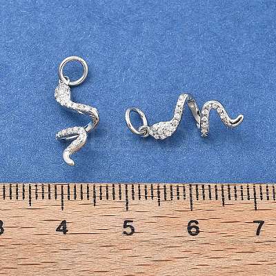 925 Sterling Silver Micro Pave Clear Cubic Zirconia Snake Pendants STER-D302-06S-1