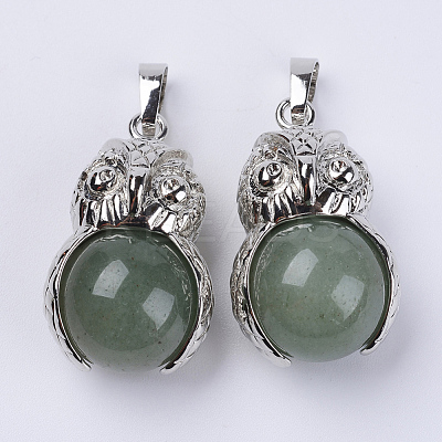 Natural Green Aventurine Pendants G-P350-A08-1