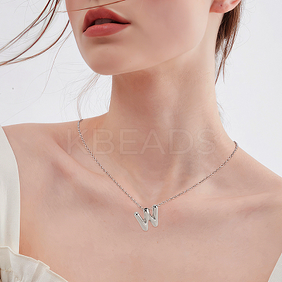 1pc Brass Chain with Alloy Letter Pendants Necklaces NJEW-LP0001-41W-P-1