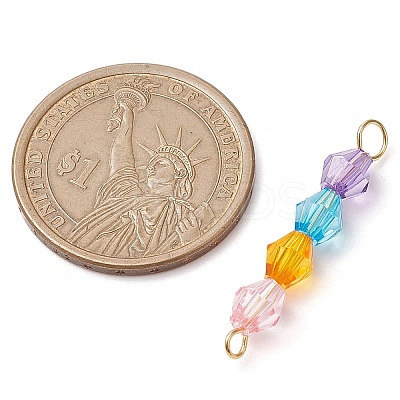 Rainbow Color Transparent Acrylic Bicone Beaded Connectors Charms PALLOY-JF02968-1