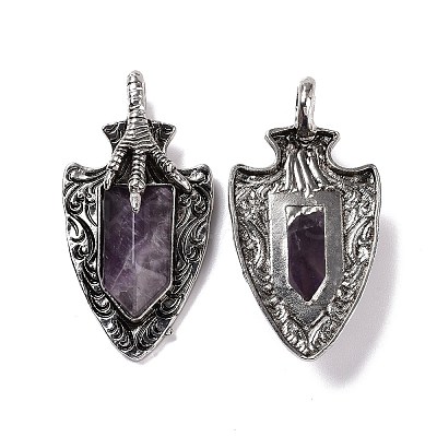 Natural Amethyst Faceted Big Pendants G-L524-03AS-07-1