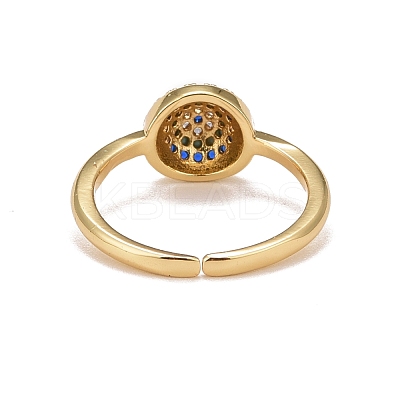 Colorful Cubic Zirconia Flat Round Open Cuff Ring RJEW-G251-02G-1