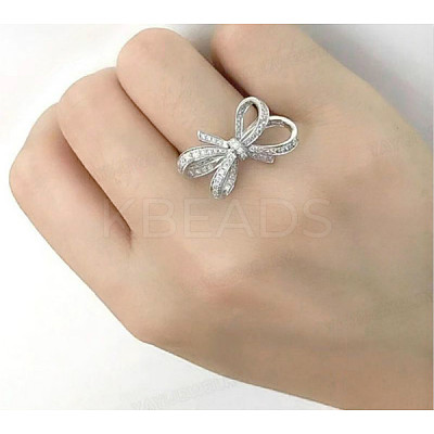 Bowknot Alloy with Crystal Rhinestone Finger Rings for Women FS-WG361F1-02-1