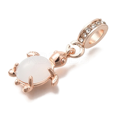 Rack Plating Alloy Rhinestone European Dangle Charms FIND-H005-45KCG-03-1