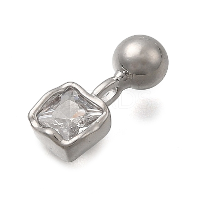 Brass Micro Pave Cubic Zirconia Square Charms KK-D500-01A-P-1