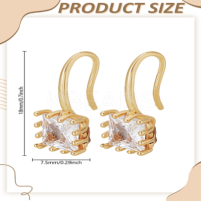 2Pcs Brass Cubic Zirconia Square Dangle Earrings EJEW-LP0007-019G-01-1